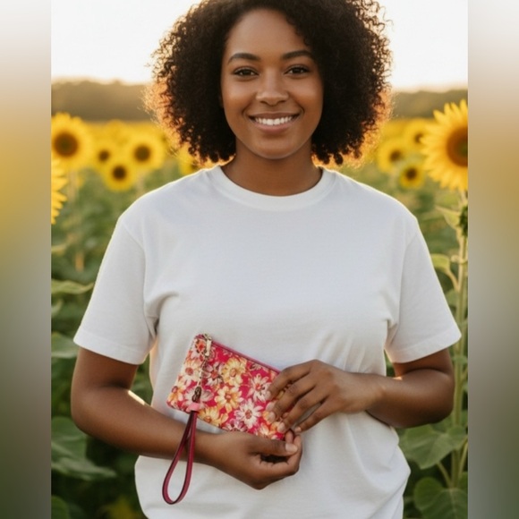 COACH Corner Zip Wristlet With Vintage Daisy Print 🔆 - Picture 3 of 10